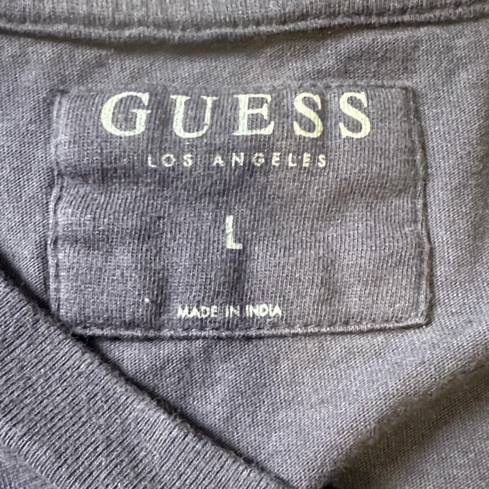 GUESS Men's Dark Blue and Charcoal V-Neck Tee - Picture 2 of 4
